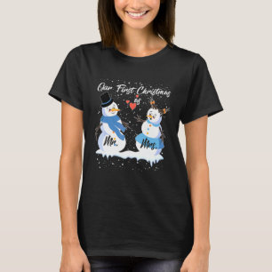Our First Christmas As Mr And Mrs Matching Pj Snow T-Shirt