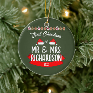 Our First Christmas as Mr. and Mrs. Newlywed Ceramic Tree Decoration