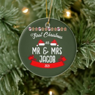 Our First Christmas as Mr. and Mrs. Newlywed Ceramic Tree Decoration