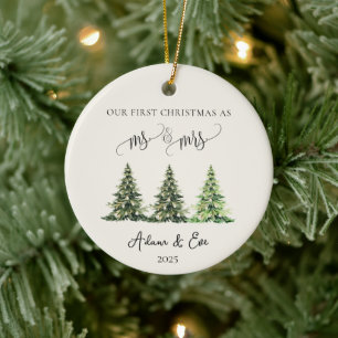 Our First Christmas as Mr and Mrs, Newlywed Couple Ceramic Tree Decoration