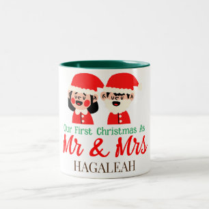 Our First Christmas as Mr. and Mrs. Newlywed Two-Tone Coffee Mug