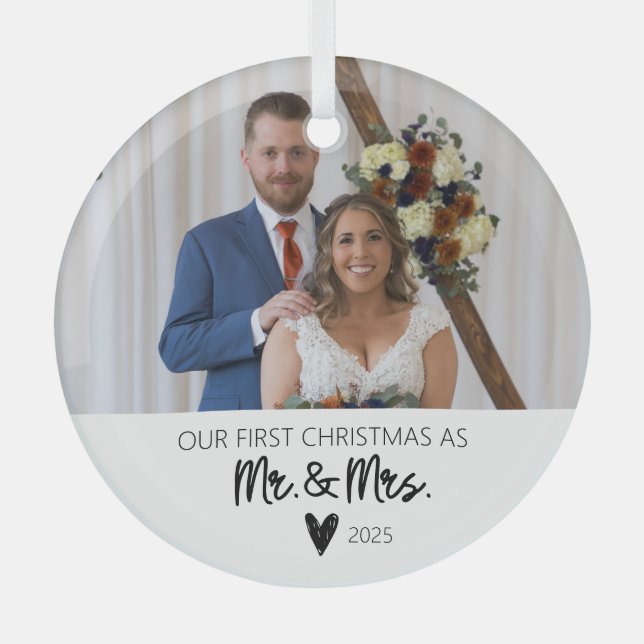 Our first Christmas as Mr. and Mrs. Ornament (Front)