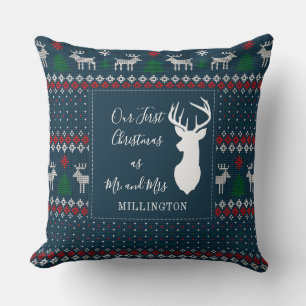 Our First Christmas as Mr and Mrs Personalised Cushion