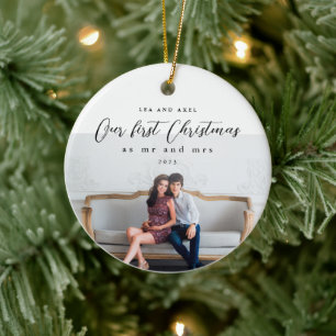 Our First Christmas as Mr and Mrs Photo Ceramic Tree Decoration