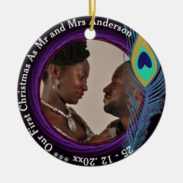 Our First Christmas as MR and MRS PHOTO Ornament (Front)