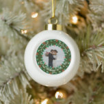 Our first christmas as Mr and Mrs photo Snowflake Ceramic Ball Christmas Ornament<br><div class="desc">Our first Christmas as Mr. and Mrs. holiday,  holly wreath,   photo ornament.
Add your own photo,  text,  names and year and create a very personal and unique Christmas ornament.</div>