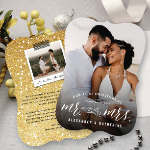 Our First Christmas As Mr And Mrs Photo Wedding Holiday Card