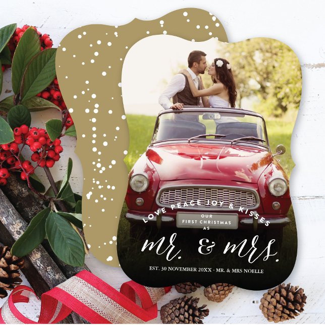 Our First Christmas As Mr And Mrs Photo Wedding Holiday Card (Creator Uploaded)