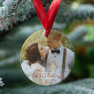 Our First Christmas As Mr And Mrs Rose Gold Foil Ornament