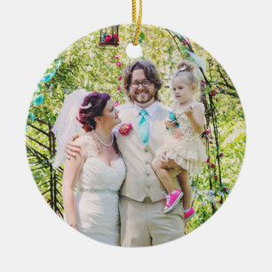 Our First Christmas as Mr and Mrs Wedding Photo Ceramic Tree Decoration