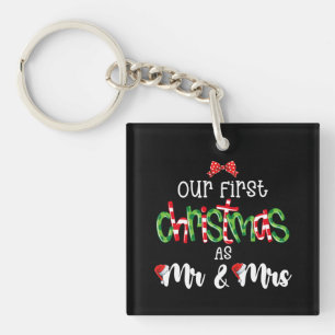 Our First Christmas As Mr And Mrs Wife Husband Cou Key Ring
