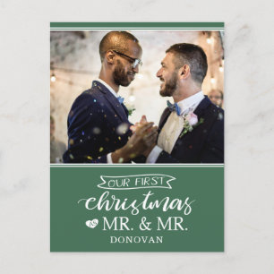 Our first Christmas as mr & mr newlyweds Holiday Postcard