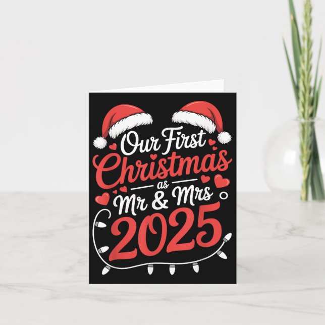 Our First Christmas As Mr Mrs 2025 Married Couples Card (Front)
