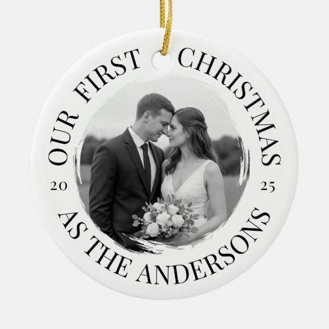 Our First Christmas as Mr & Mrs Ceramic Tree Decoration (Front)