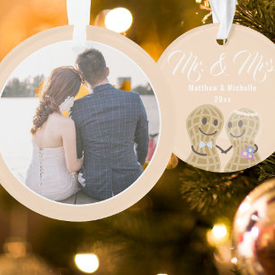 Our First Christmas as Mr & Mrs Cute Couple Photo Ornament