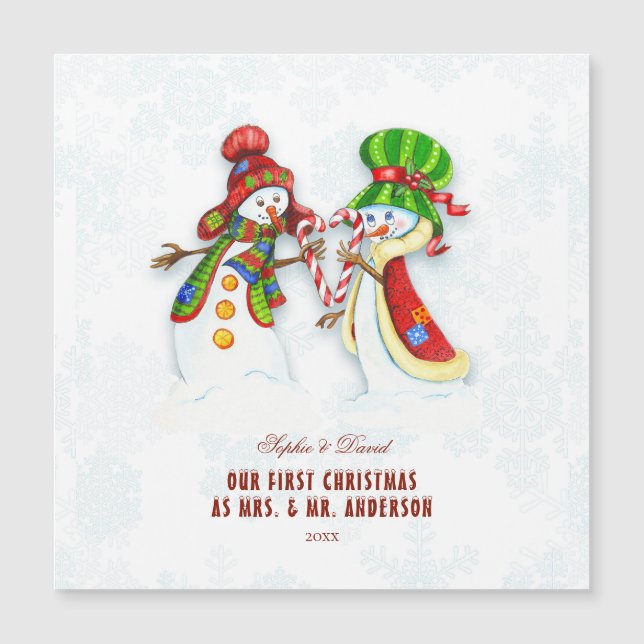 Our First Christmas As Mr. & Mrs.Cute Snowman (Front)