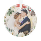 Our First Christmas as Mr Mrs Floral Wreath Photo