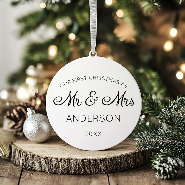 Our First Christmas As Mr & Mrs Holiday Christmas Ceramic Tree Decoration (Creator Uploaded)