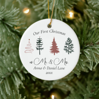 Our First Christmas as Mr. & Mrs. Keepsake Custom  Ceramic Tree Decoration