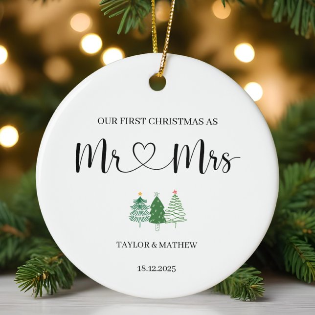 Our First Christmas as Mr & Mrs Married Gift Ceramic Tree Decoration (Creator Uploaded)