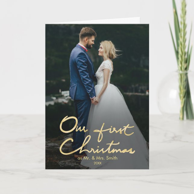 Our First Christmas as Mr. & Mrs. | Newlywed Photo Holiday Card (Front)