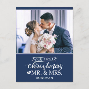 Our first Christmas as mr & mrs newlyweds Holiday  Postcard