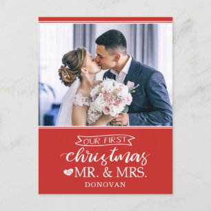 Our first Christmas as mr & mrs newlyweds  Holiday Postcard
