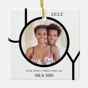 Our First Christmas As Mr & Mrs Photo Ceramic Ornament