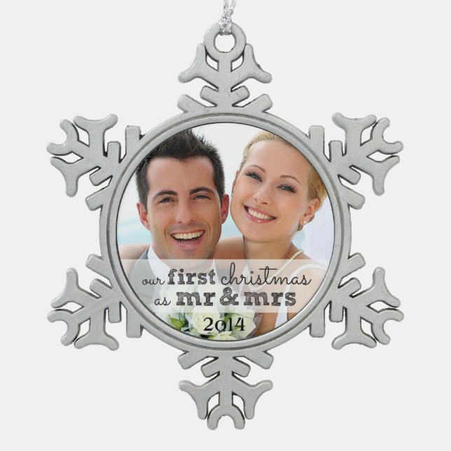 Our First Christmas as Mr & Mrs Snowflake Ornament (Front)