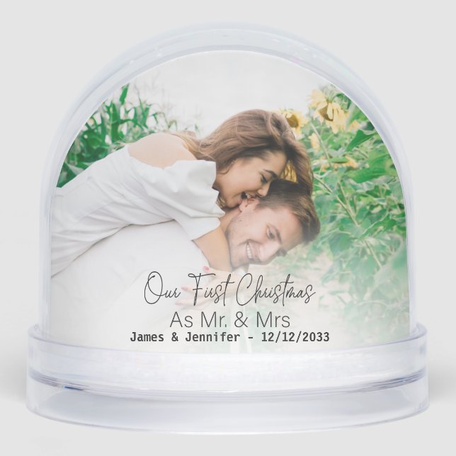 Our First Christmas As Mr & Mrs with Custom Photo Snowglobe (Front)
