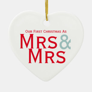 Our First Christmas as Mrs and Mrs Lesbian Themed Ceramic Tree Decoration