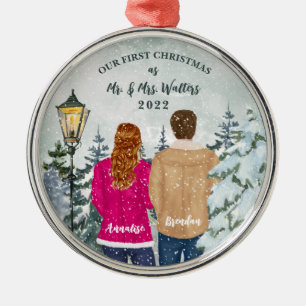 Our First Christmas as Mrs & Mrs Married Metal Tree Decoration