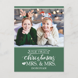 Our first Christmas as mrs & mrs newlyweds Holiday Postcard