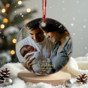 Our First Christmas as Mum and Dad Gilded Photo Ornament