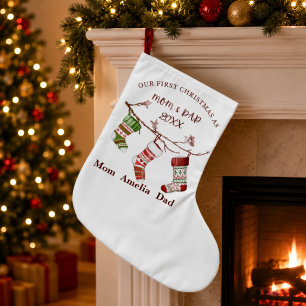 Our First Christmas as Mum and Dad Personalised Large Christmas Stocking