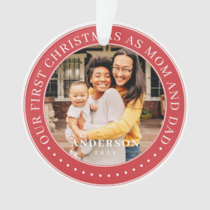 Our First Christmas As Mum And Dad Simple Photo Ornament
