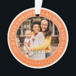 Our First Christmas As Mum And Dad Simple Photo Ornament<br><div class="desc">This simple and classic design is composed of serif typography and add two custom photos. "Our First Christmas as Mum and Dad" encircles the custom photo.</div>