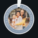 Our First Christmas As Mum And Dad Simple Photo Ornament<br><div class="desc">This simple and classic design is composed of serif typography and add two custom photos. "Our First Christmas as Mum and Dad" encircles the custom photo.</div>