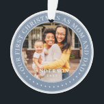 Our First Christmas As Mum And Dad Simple Photo Ornament<br><div class="desc">This simple and classic design is composed of serif typography and add two custom photos. "Our First Christmas as Mum and Dad" encircles the custom photo.</div>