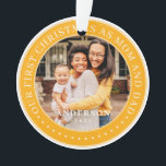 Our First Christmas As Mum And Dad Simple Photo Ornament<br><div class="desc">This simple and classic design is composed of serif typography and add two custom photos. "Our First Christmas as Mum and Dad" encircles the custom photo.</div>