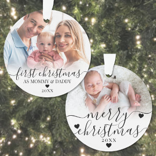 Our First Christmas As Mum Dad Baby Photo Ornament