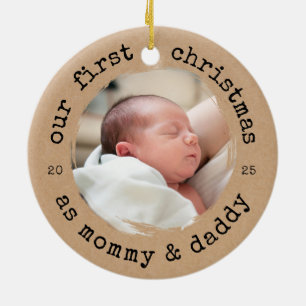 Our First Christmas as Mummy & Daddy Kraft Look Ceramic Tree Decoration
