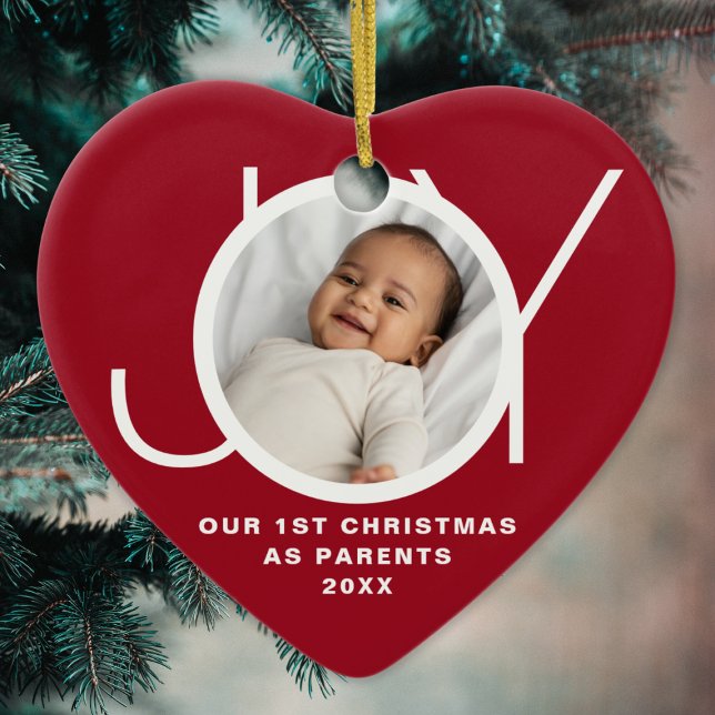 Our First Christmas As Parents Photo Red  Ceramic Tree Decoration (Creator Uploaded)