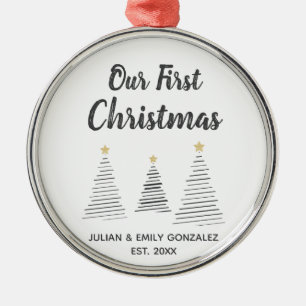Our First Christmas Black and White Elegant Trees Metal Tree Decoration