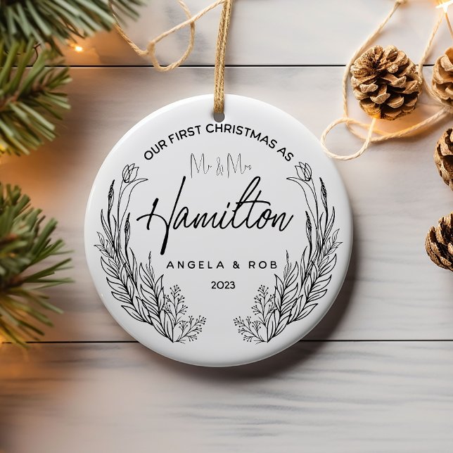 Our First Christmas Ceramic Ornament, Black Line  Ceramic Tree Decoration (Creator Uploaded)