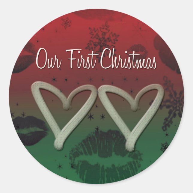 Our First Christmas Classic Round Sticker (Front)