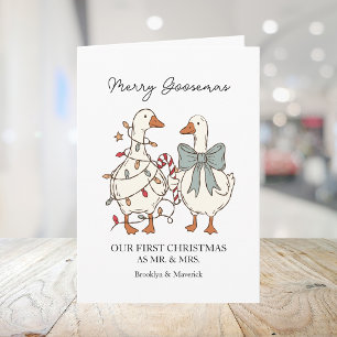 Our First Christmas Couple Geese Photo Holiday Card
