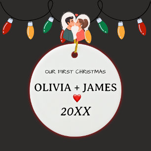 Our First Christmas Couple Heart Ceramic Tree Decoration
