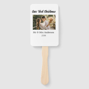 Our first Christmas couple photo name Mr & Mrs mod Hand Fan
