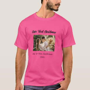 Our first Christmas couple photo name Mr & Mrs mod T-Shirt